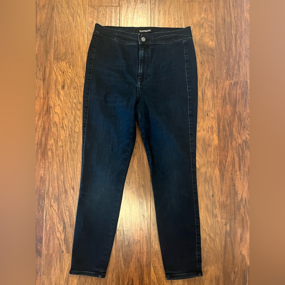 LIKE NEW Express Dark Wash High-Rise Ankle Jeggings - Sz Medium Petite